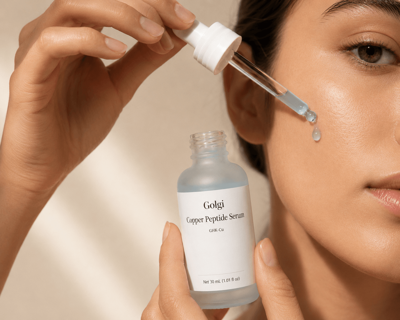 Golgi Copper Peptide Serum in use